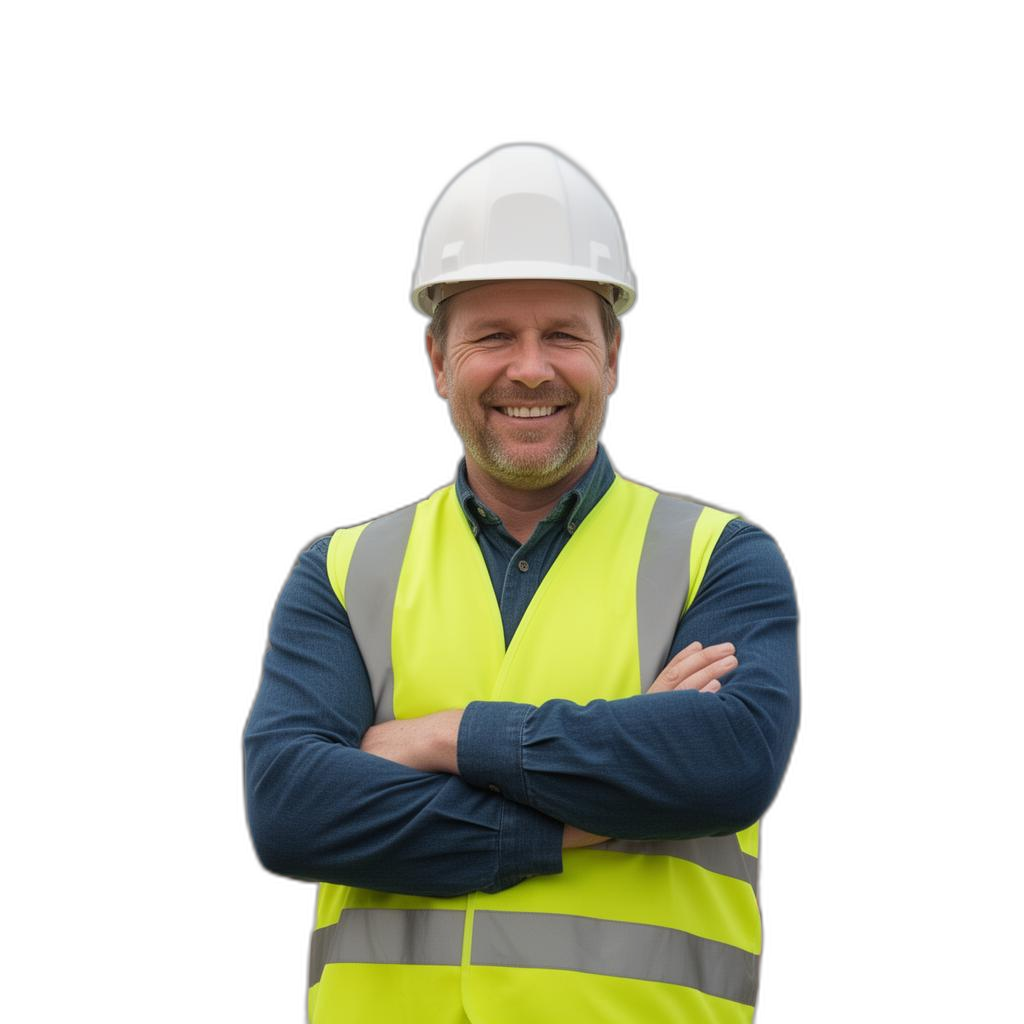 Bouwvakker met helm en reflectievest